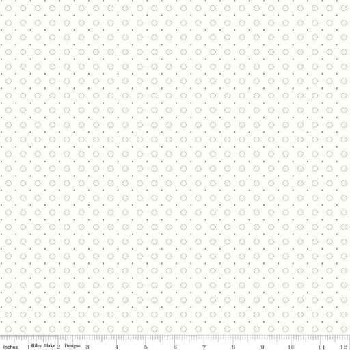 Bee Backgrounds - Green Stitched Circle Dot - Per Yard - by Lori Holt - Riley Blake designs - Basic, Background, Low Volume - C9940-Green - RebsFabStash