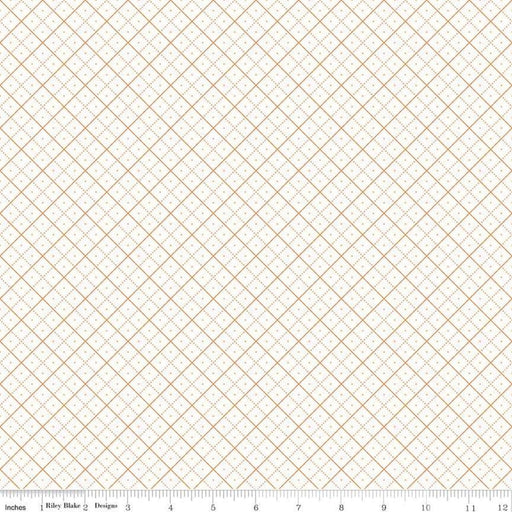 Bee Backgrounds - Orange Grid - Per Yard - by Lori Holt - Riley Blake designs - Basic, Background, Low Volume - C6383-Orange - RebsFabStash