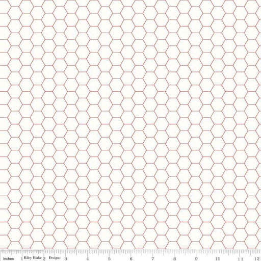 Bee Backgrounds - Red Honeycomb - Per Yard - by Lori Holt - Riley Blake designs - Basic, Background, Low Volume - C6387-Red - RebsFabStash