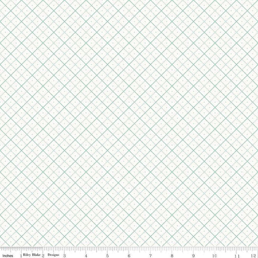 Bee Backgrounds - Teal Grid - Per Yard - by Lori Holt - Riley Blake designs - Basic, Background, Low Volume - C6383-Teal - RebsFabStash
