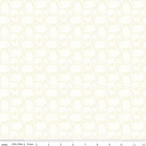 Bee Backgrounds - Yellow Canning Jar - Per Yard - by Lori Holt - Riley Blake designs - Basic, Background, Low Volume - C6385-Yellow - RebsFabStash