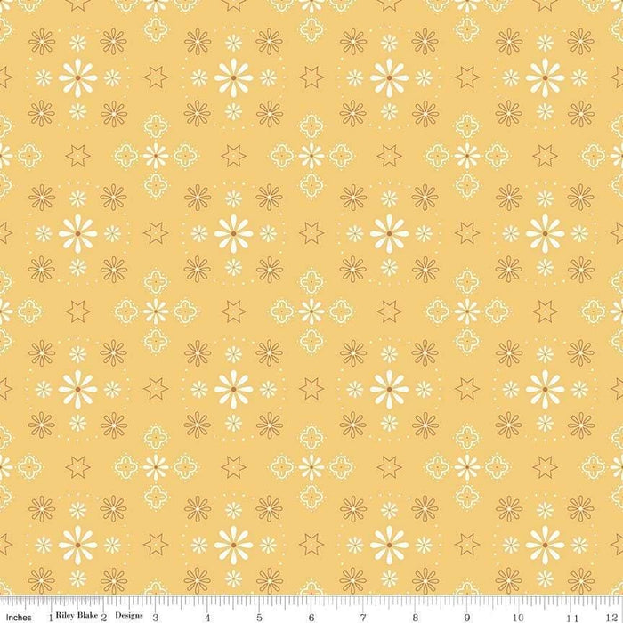 Bee Backings! - Quilt Back Fabric - REMNANT PIECES - Riley Blake - by Lori Holt - 108" wide - Honey - Yellow WB C6420 - RebsFabStash