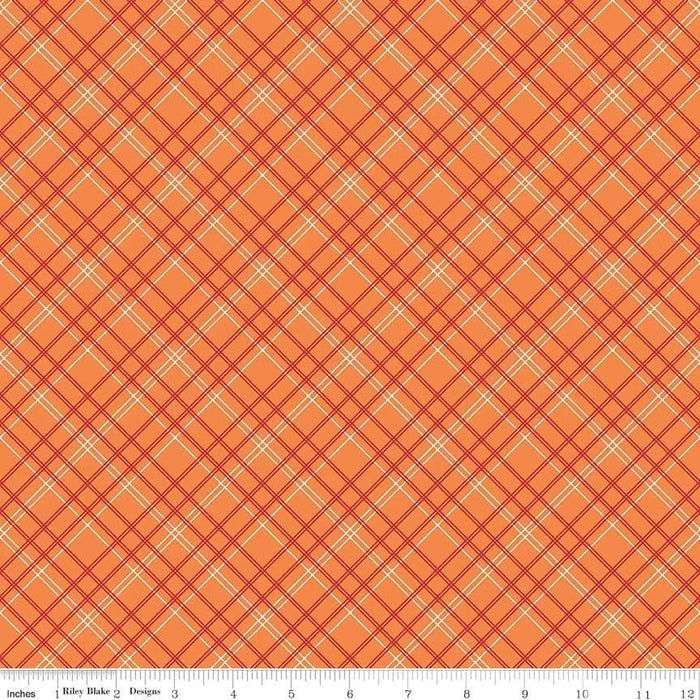 Bee Backings! - Quilt Back Fabric - Riley Blake - by Lori Holt - 108" wide diagonal / bias Plaid on orange WB 6422-ORANGE - RebsFabStash