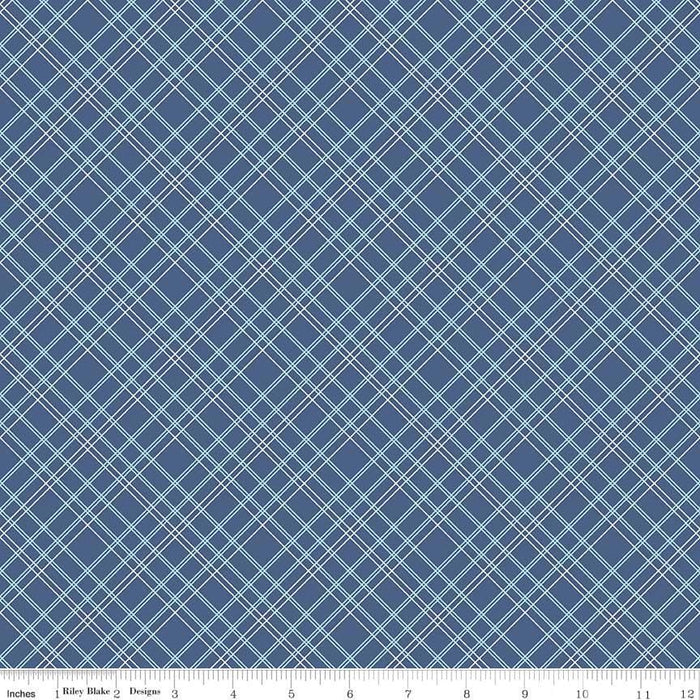 Bee Backings! - Quilt Back Fabric - Riley Blake - by Lori Holt - 108" wide Plaid on navy blue WB 6422 - RebsFabStash
