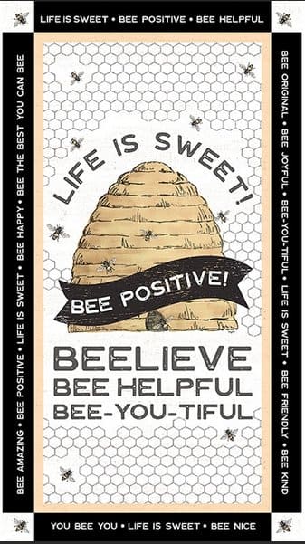 Bee's Life PANEL - per panel - by Tara Reed - for Riley Blake - bees, beehives, honeycomb - C10105 - 24" x 43" Panel - RebsFabStash