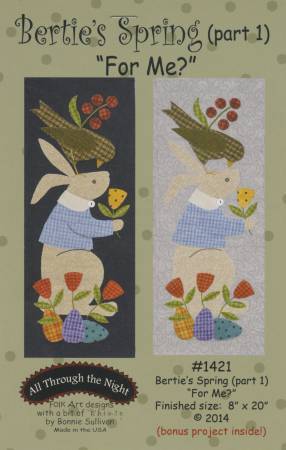 Bertie's Spring - Block of the Month Quilt Pattern - Bonnie Sullivan - Complete Set 4 blocks - Flannel or Wool Applique - Bonus projects!! - RebsFabStash