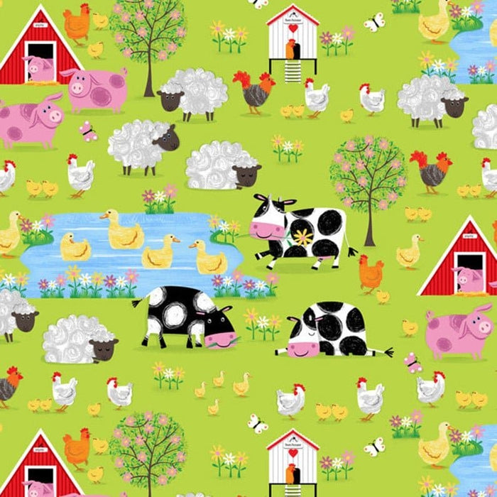 Best Friends Farm - Chickens Allover - per yard - by Kate Mawdsley for Henry Glass - Black - 9024-99 - RebsFabStash