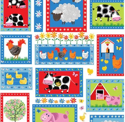 Best Friends Farm - Farm Animal Book PANEL! - per panel - by Kate Mawdsley for Henry Glass - 36" x 43" Large Panel! - 9019P-77 - RebsFabStash