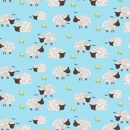 Best Friends Farm - Sheep Allover - per yard - by Kate Mawdsley for Henry Glass - Blue - 9025-11 - RebsFabStash