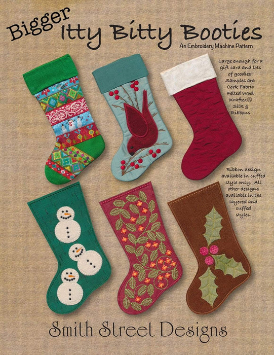 Bigger Itty Bitty Booties - Stocking PATTERN- Smith Street Designs - An Embroidery Machine Pattern - Includes CD! - RebsFabStash