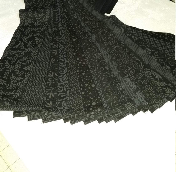 Black Midnight - (24) 2.5" Strips - Wilmington Prints - Essential Gems - These are Black! - Black on black with designs - RebsFabStash