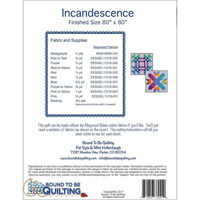 Block of the Month Quilt Pattern - Incandescence - Gelato Ombre fabrics by Maywood - Bound To Be Quilting - Pat Syta & Mimi Hollenbaugh - C - RebsFabStash