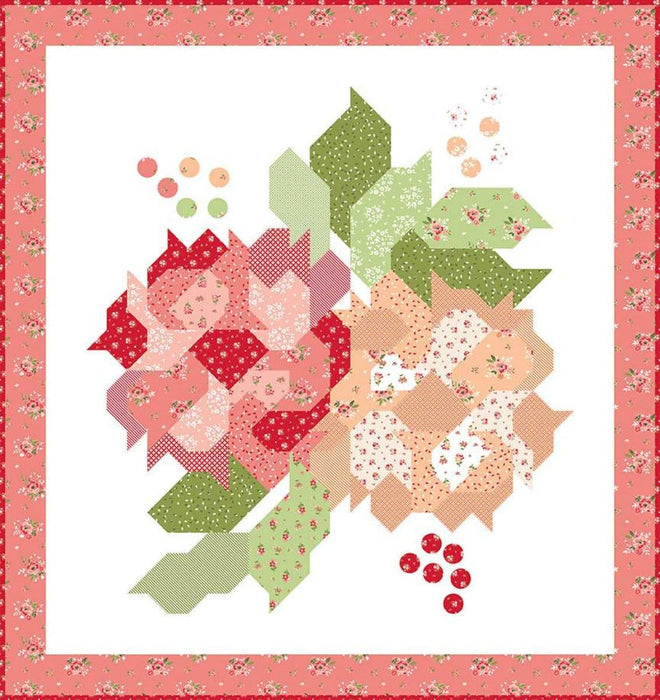 Blushing Blooms Quilt - Quilt Pattern - Down Grapevine Lane - 64" x 68" - RebsFabStash