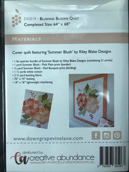 Blushing Blooms Quilt - Quilt Pattern - Down Grapevine Lane - 64" x 68" - RebsFabStash