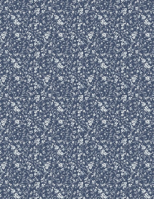 Bohemian Blue - Repeating Stripe Multi - Per Yard - by Lisa Audit for Wilmington Prints - 3041-17752-174 - Floral, Blue & White - RebsFabStash