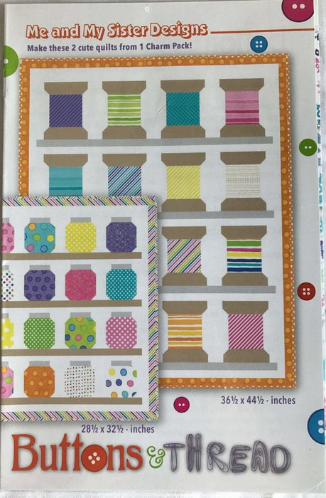 Buttons & Thread Quilt Pattern or Wall Hanging Pattern by Me and My Sister Designs - Charm Pack friendly - Uses Dot Dot Dash collection - RebsFabStash
