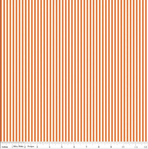 Stripes - per yard - Riley Blake Basics by Riley Blake Designs - Basics Orange and White stripe - 1/8 inch stripe - C495 RILEYORANGE-Yardage - on the bolt-RebsFabStash