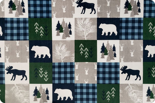 Cabin Quilt - Cuddle Fabric - per yard - by Shannon Fabrics - Digital Print - Blocks, Outdoors - CABINQUILT - Navy - DR227584-Cuddle/Minkie-RebsFabStash