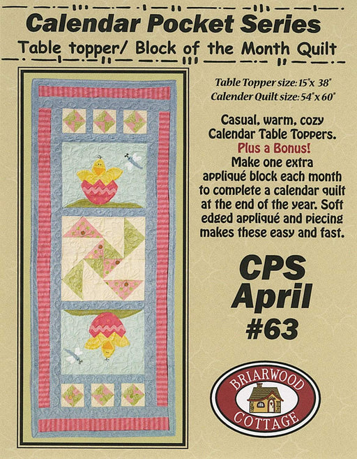 Calendar Pocket Series- April - Mini pattern- Briarwood Cottage - Table topper - RebsFabStash