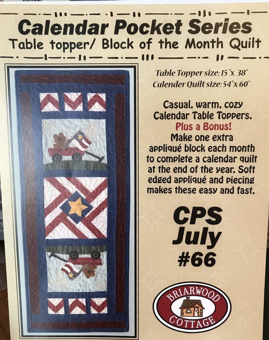 Calendar Pocket Series- July - Mini pattern- Briarwood Cottage - Table topper - RebsFabStash