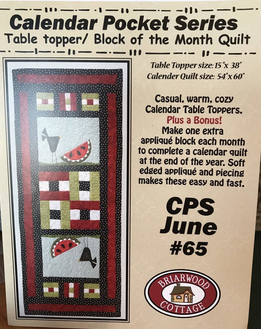 Calendar Pocket Series- June - Mini pattern- Briarwood Cottage - Table topper - RebsFabStash