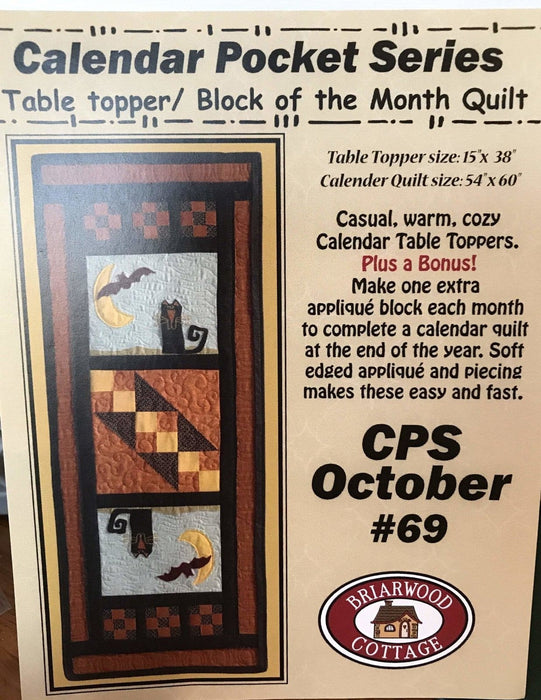 Calendar Pocket Series- October - Mini pattern- Briarwood Cottage - Table topper - RebsFabStash