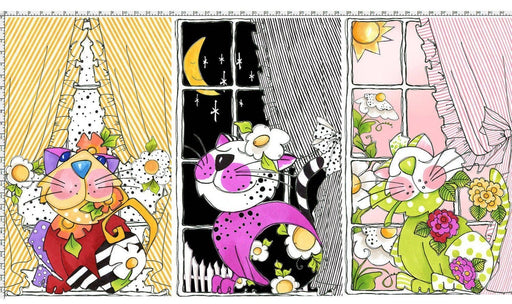 Calico Cats - Per Panel - Loralie Harris Designs - Cats on Purple - RebsFabStash