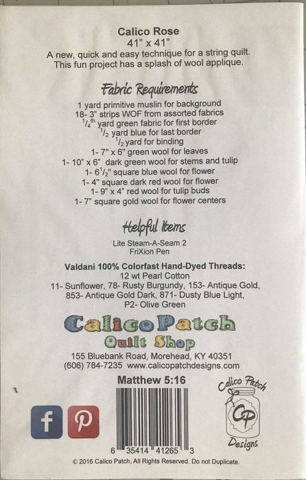 Calico Rose - Calico Patch Designs - 41" x 41" uses wool applique - RebsFabStash