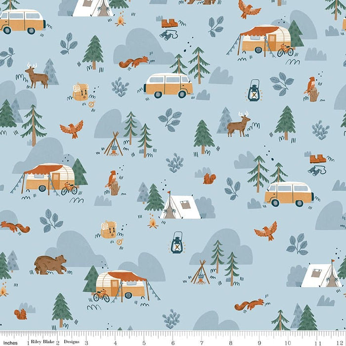 Camp Woodland - Life - Off White - per yard - by Natàlia Juan Abelló - for Riley Blake - Outdoors, Woods, Camping, Wildlife - C10463-OFFWHITE - RebsFabStash