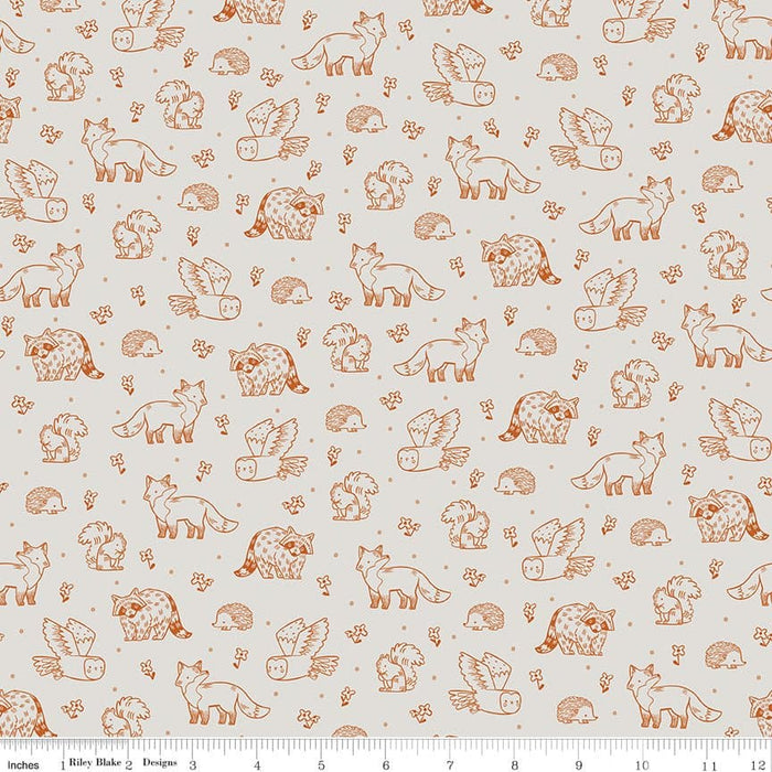 Camp Woodland - Life - Off White - per yard - by Natàlia Juan Abelló - for Riley Blake - Outdoors, Woods, Camping, Wildlife - C10463-OFFWHITE - RebsFabStash