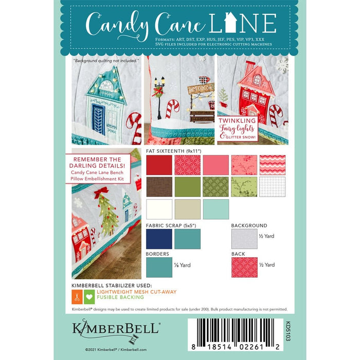Candy Cane Lane - Bench Pillow - EMBROIDERY VERSION PATTERN - by Kimberbell for Maywood Studio - KD5103 - RebsFabStash