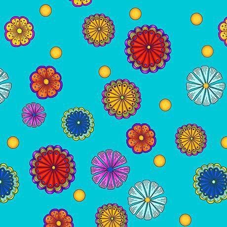 CARNIVALE fabric collection - Quilting Treasures - Debi Payne - Bright colors! Multi colored Dots on Black - RebsFabStash