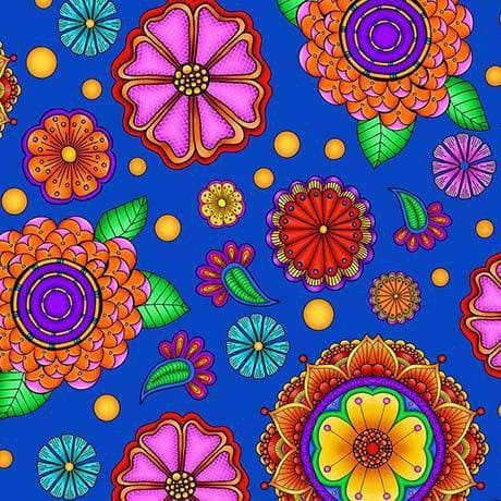CARNIVALE fabric collection - Quilting Treasures - Debi Payne - Bright colors! Multi colored Packed Paisleys on White - RebsFabStash