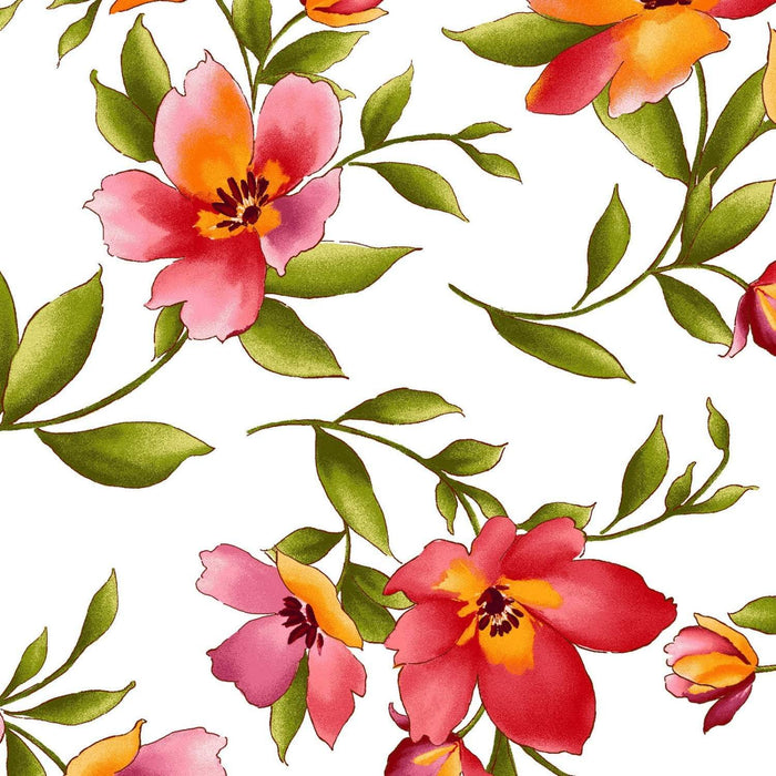 Catalina -per yard - Marti Mitchell - Maywood Studio - Cream Tonal Blossoms on Tan - RebsFabStash