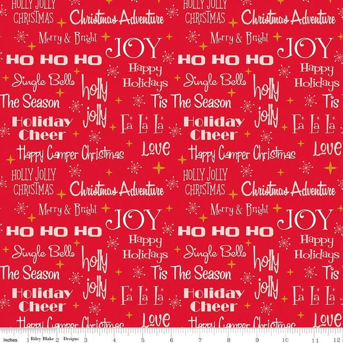 Christmas Adventure - White Phrases - per yard -by Beverly McCullough for Riley Blake Designs- Christmas, Campers - SC10731-WHITE - RebsFabStash