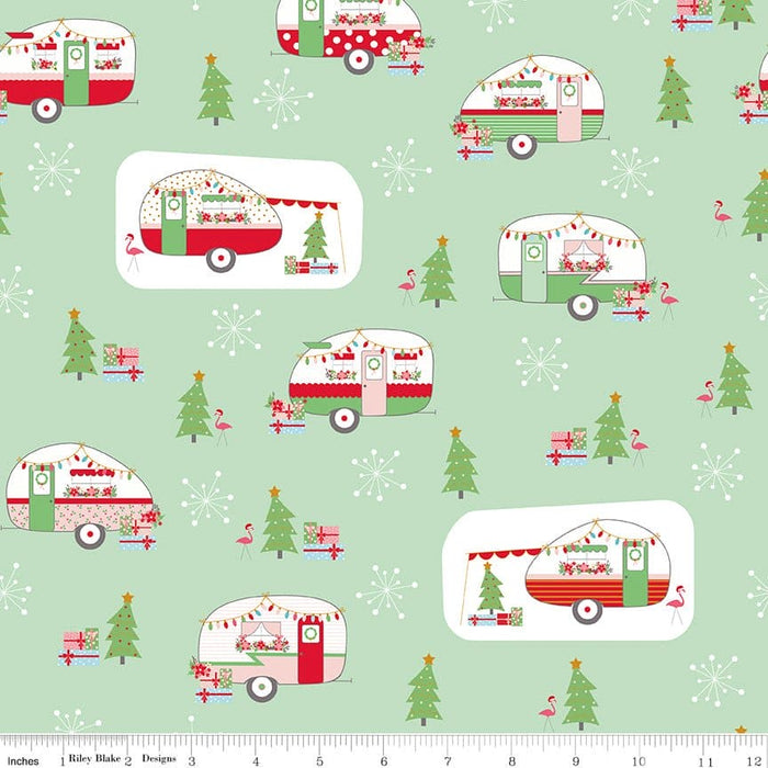 Christmas Adventure - White Snowflakes - per yard -by Beverly McCullough for Riley Blake Designs- Christmas, Campers - SC10735-WHITE - RebsFabStash