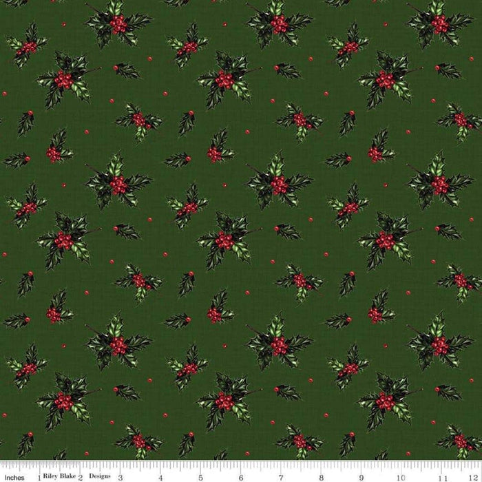 Christmas Memories - Cream Holly - per yard -by Riley Blake Designs- Winter - Coordinates with Christmastime is Here - C8695-CREAM - RebsFabStash