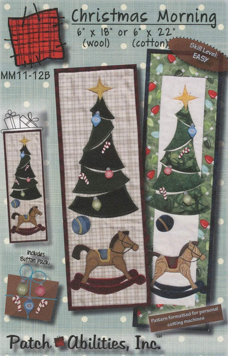 Christmas Morning PATTERN with option for button pack! Quilted wall hanging or table runner by Patch Abilities, Inc. Easy Pattern Christmas - RebsFabStash