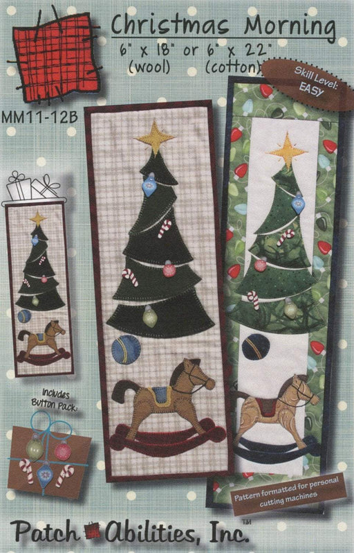 Christmas Morning PATTERN with option for button pack! Quilted wall hanging or table runner by Patch Abilities, Inc. Easy Pattern Christmas - RebsFabStash