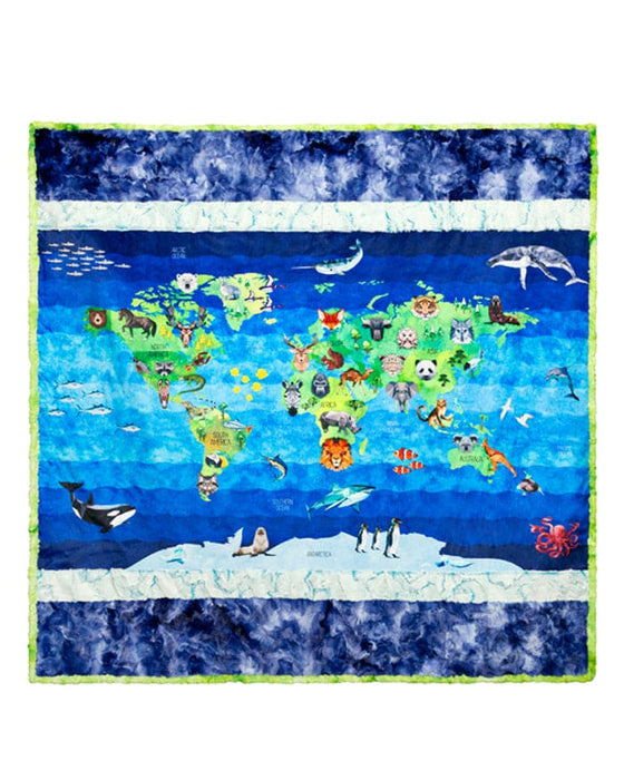 Sensational Strips Cuddle Kit - Our Planet - Quilt KIT- Shannon Cuddle fabric - World, Earth - CKSENSTRIPS OURPLANET-Quilt Kits & PODS-RebsFabStash