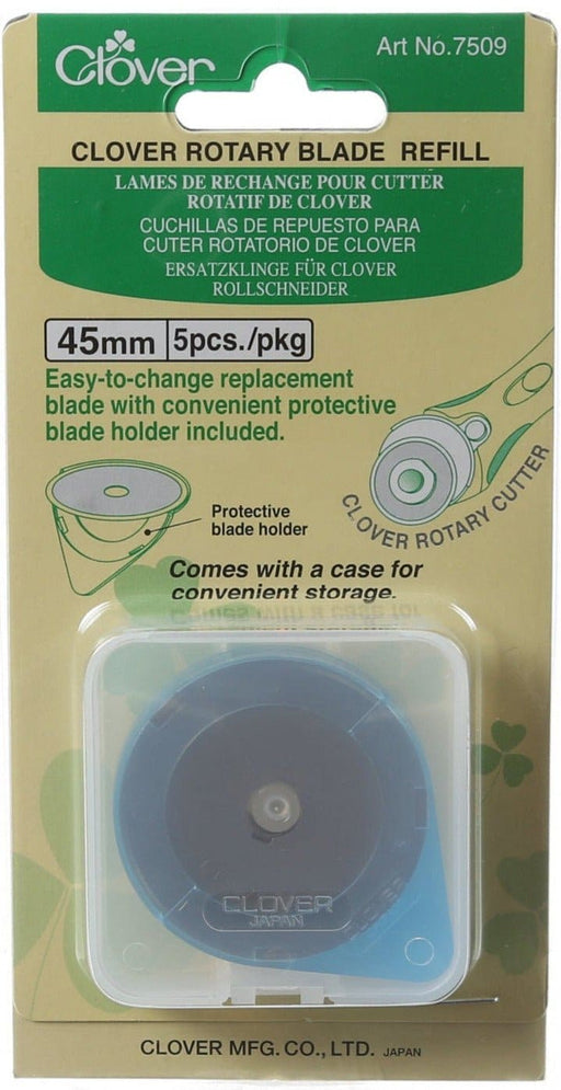 Clover - 45mm Replacement Blade - 5 ct - Clover Needlecraft - Rotary Cutter Blade Refills - 7509CV - RebsFabStash