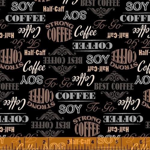 Coffee Shop - per yard - by Whistler Studios for Windham - Coffee Mugs Cream - 52260-7 - RebsFabStash