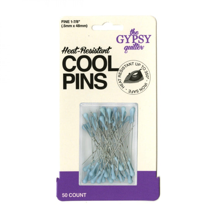 Cool Pins - The Gypsy Quilter - Heat Resistant - 50ct - FINE 1-7/8" (.5mm x 48mm) - Bohemian Blue - TGQ075 - RebsFabStash