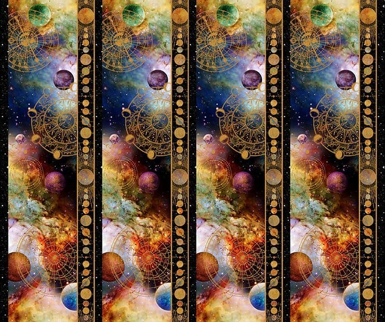 Cosmos - Border Print - Per Yard - Jason Yenter - In the Beginning - Planets and stars! - Digital Print - 3COS-1 - RebsFabStash