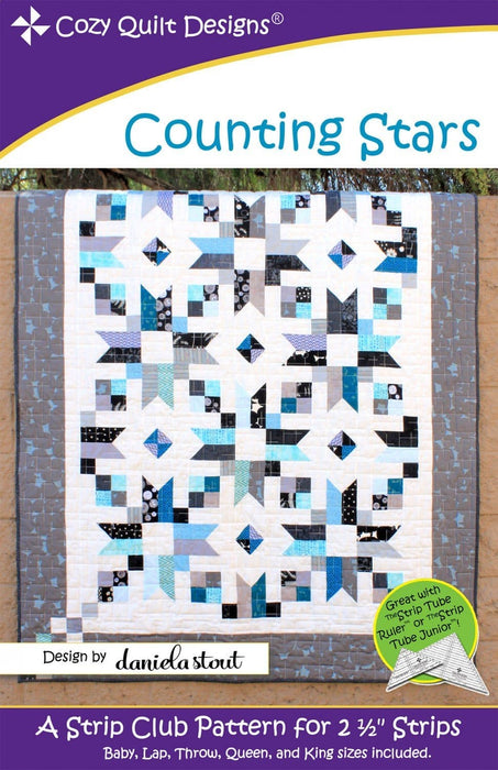 Counting Stars- Quilt Pattern- Designed by Daniela Stout by Cozy Quilt Designs - Baby to King included - Use 2 1/2" strips - RebsFabStash