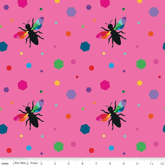 Riley Blake Fabrics Create Purple Hexie Bees Fabric