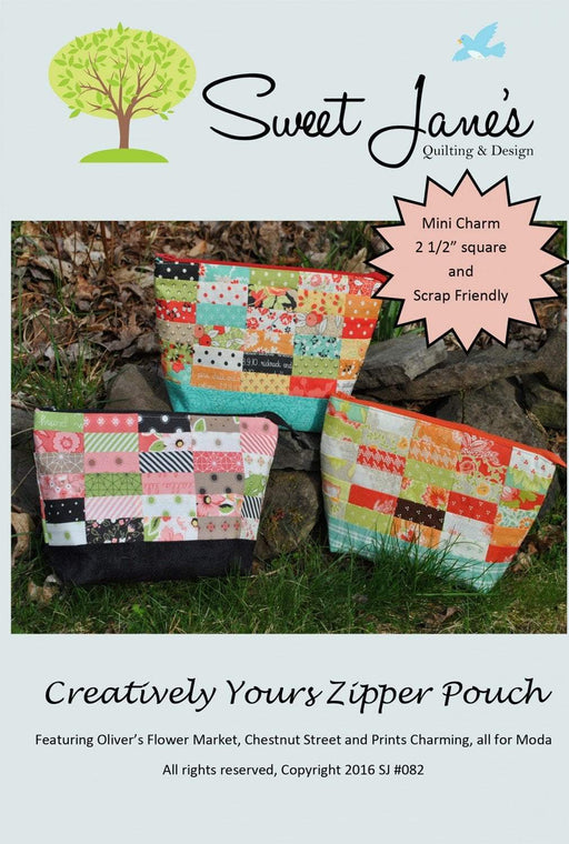 Creatively Yours Zipper Pouch - Sweet Jane's Quilting & Design - Charm friendly! - RebsFabStash