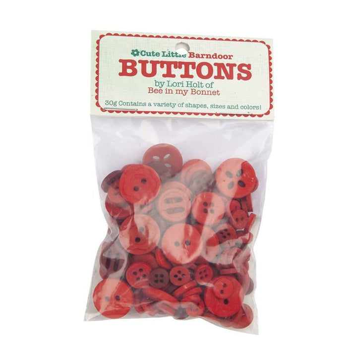 Cute Little Buttons - Lori Holt for Riley Blake Designs 30g Of Red Buttons In A Variety Of Shapes, Sizes, And Colors From RebFabStash