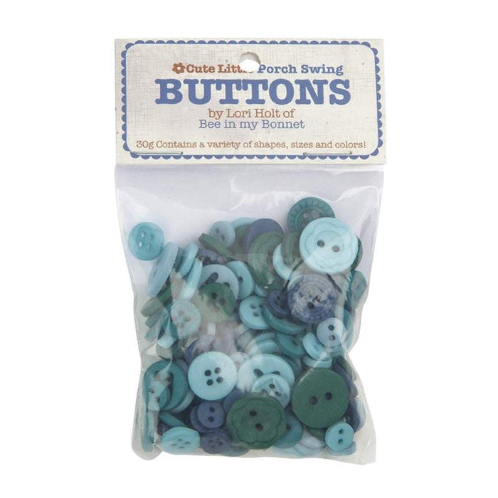 Cute Little Buttons - Lori Holt for Riley Blake Designs 30g Of Blue Buttons In A Variety Of Shapes, Sizes, And Colors From RebFabStash