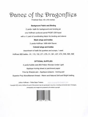 Dance of the Dragonflies - Quilt PATTERN - by JoAnn Hoffman - Raw Edge Applique - 40" x 40" - RebsFabStash